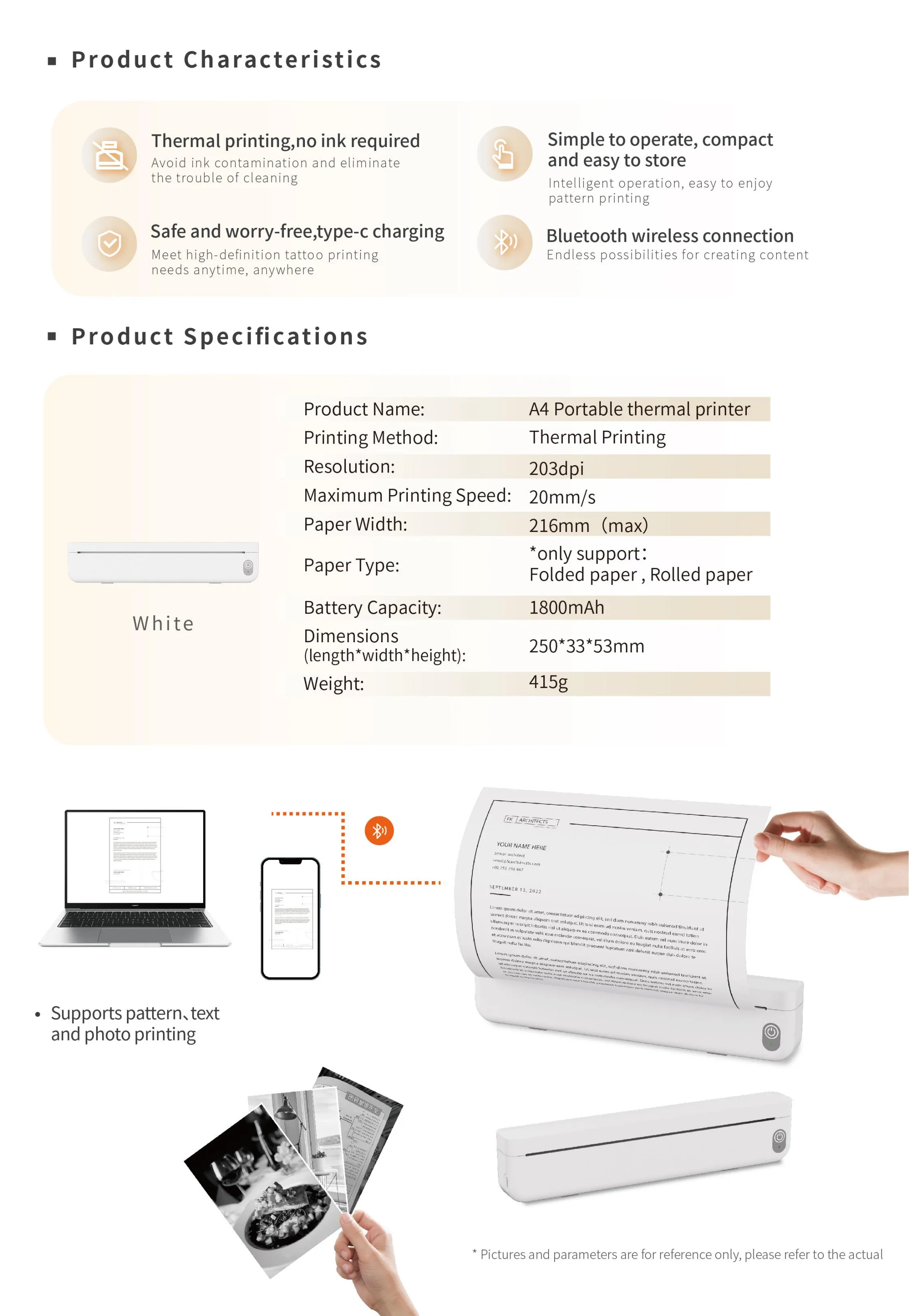A4 Portable Thermal Printer Details (2)