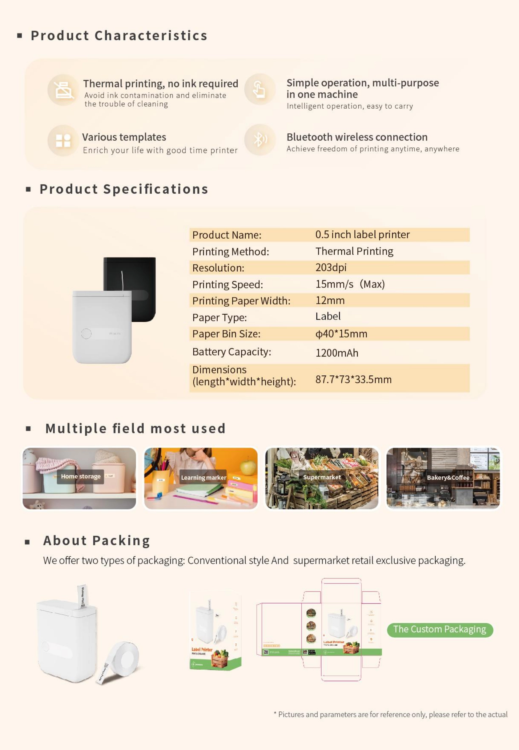 mini label printer D110 details