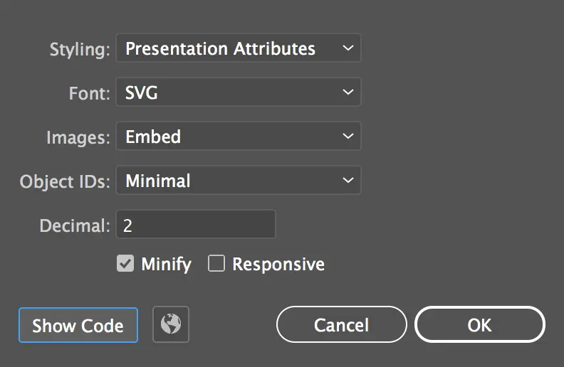 SVG setting