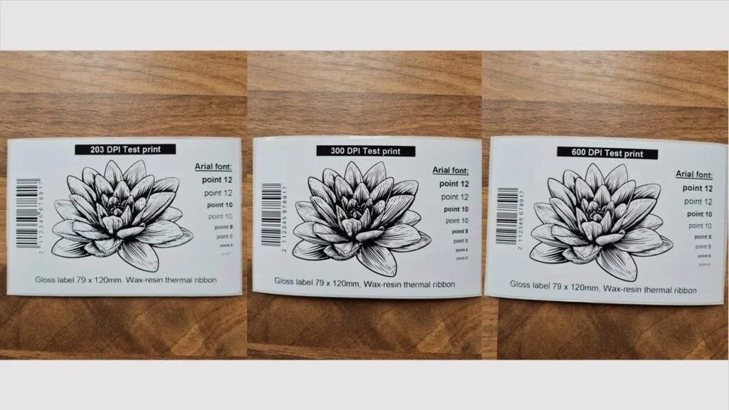 pattern thermal printing effects at different dpi