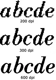 text printing at different dpi