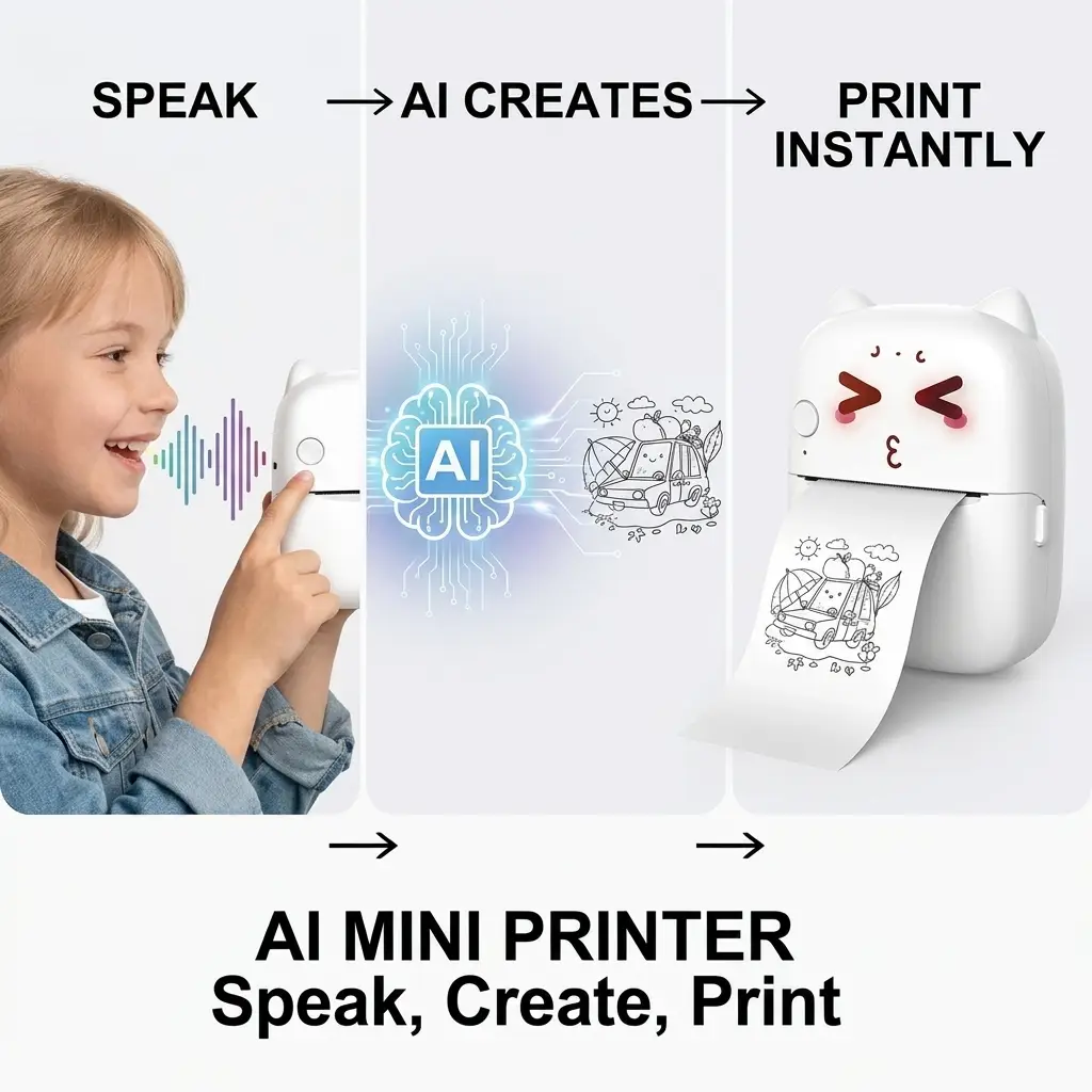 interaction with AI sticker printer